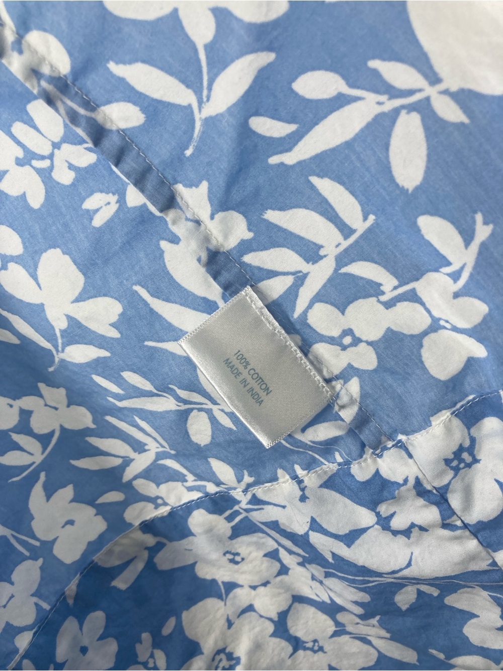 LAKE Pijama Pima Cotton Robe Women’s Size XL White Blue Floral Tie Lounge Pocket - Picture 10 of 16